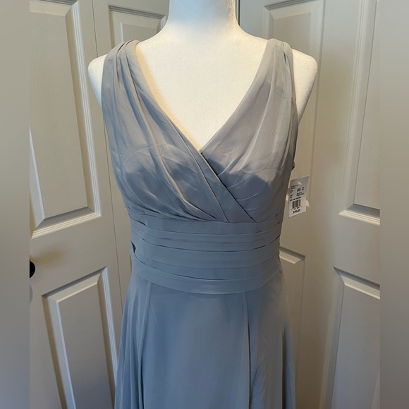 Long Chifon Surplice Tank Dress in Mystic - Picture 5 of 7
